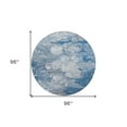 thumbnail image 3 of 8' Denim Blue And Sky Blue Round Abstract Washable Indoor Outdoor Area Rug, 3 of 5