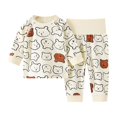 thumbnail image 2 of Spazoro Toddler Girls Outfits Sets, 2PC Fall and Winter Cute Print Shirts and Pants Pajamas Clothes Sets for Baby Kids Girls Brown Size 1 T, 2 of 3