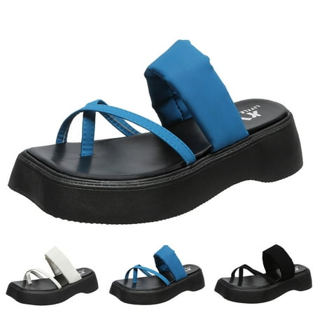 

PEASKJP Wedges Sandals for Women 2023 Women Summer Wedges Open Toe Non-Slip Breathable Sandals Flatform Wedge Casual Sandal Black 8
