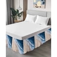 thumbnail image 3 of Beach Waves Modern Art Ruffle Bed Skirt Queen Size Watercolor Blue Ocean Adjustable Elastic Dust Bed Skirts Wrap Around Bedskirt Wrinkle Free Easy Fit with 16 Inch Drop, 3 of 8