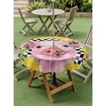 thumbnail image 4 of Outdoor Tablecloth with Umbrella Hole for Patio/Picnic/Party/Camping, Farmhouse Sunflowers Waterproof Table Cloth Round Cover Washable, Country Watercolor Pig Black Plaid (Dia 60"), 4 of 8