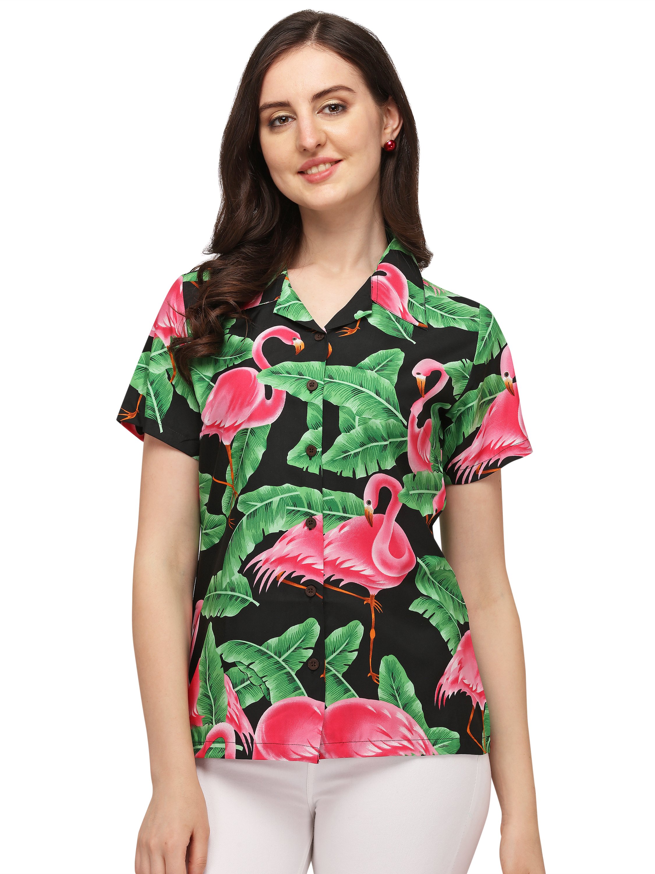 Women's - Oversized Hawaiian Shirt in Black