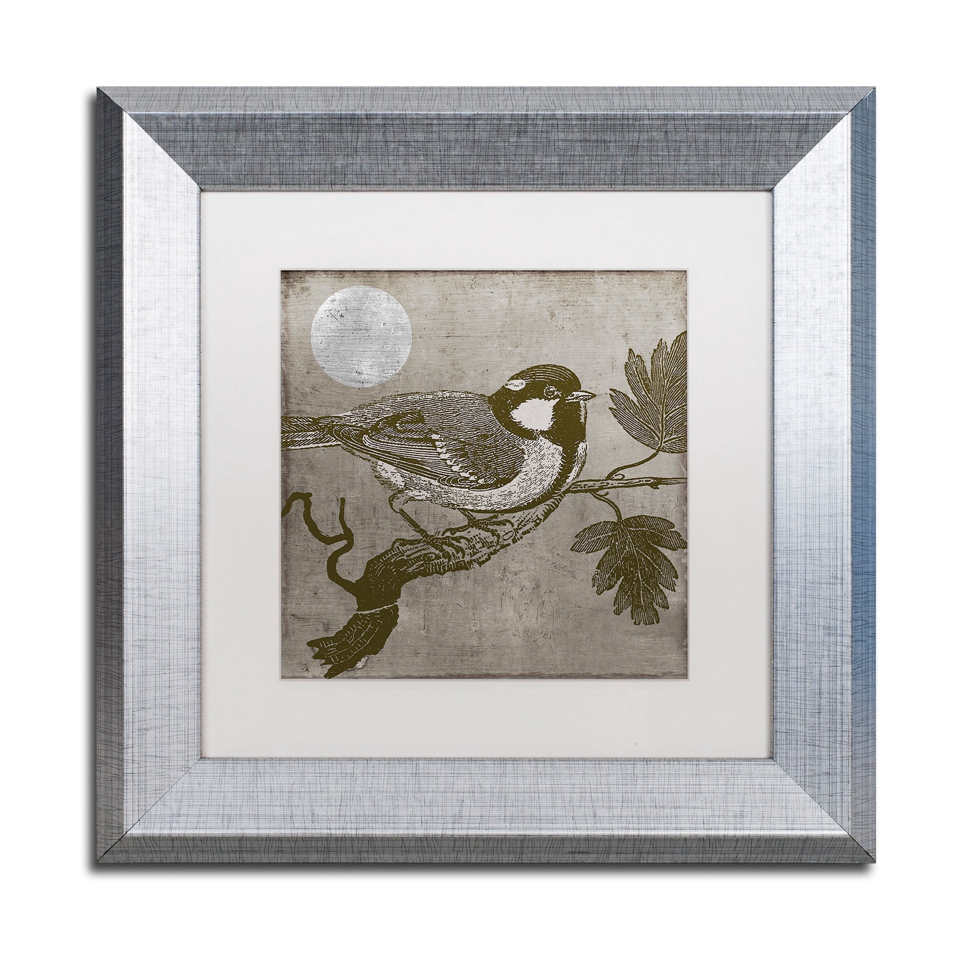 Trademark Fine Art "Moon Bird" Canvas Art by Color Bakery White Matte, Silver Frame