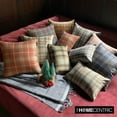 thumbnail image 5 of Winter Plaid Lumbar Pillow Cover, 12" x 24" Blue Velvet Pillowcase, Modern Plaid Farmhouse Buffalo Check Oblong Pillow Cover For Sofa Couch, Hotels, Living Room, Bed Room - Plaidflow Navy, 5 of 10