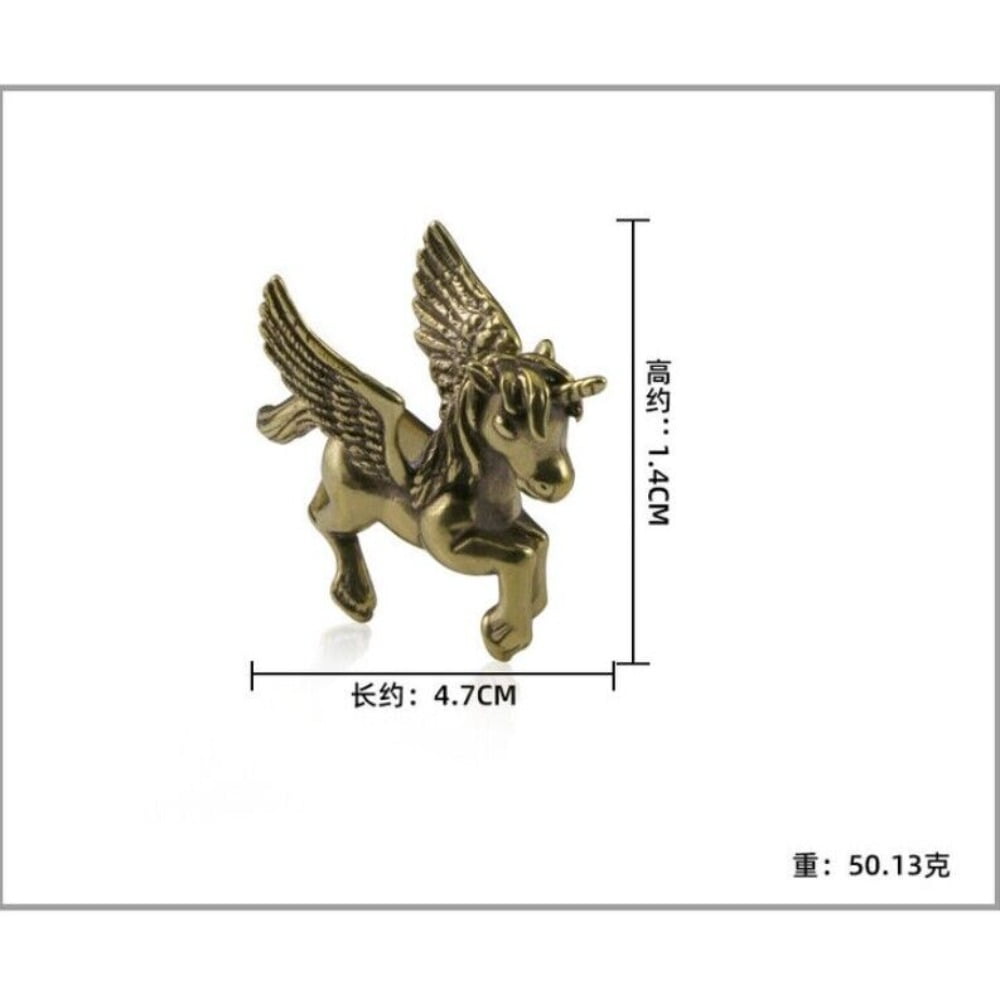 Unicorn Pegasus Solid Brass Figurine Small Statue Home Ornament Figurines Animal
