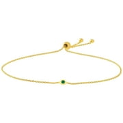 JEWELRY ADDICT 14K Yellow Gold Adj. 9.50" Mini Emerald Bezel Bolo Bracelet - Women