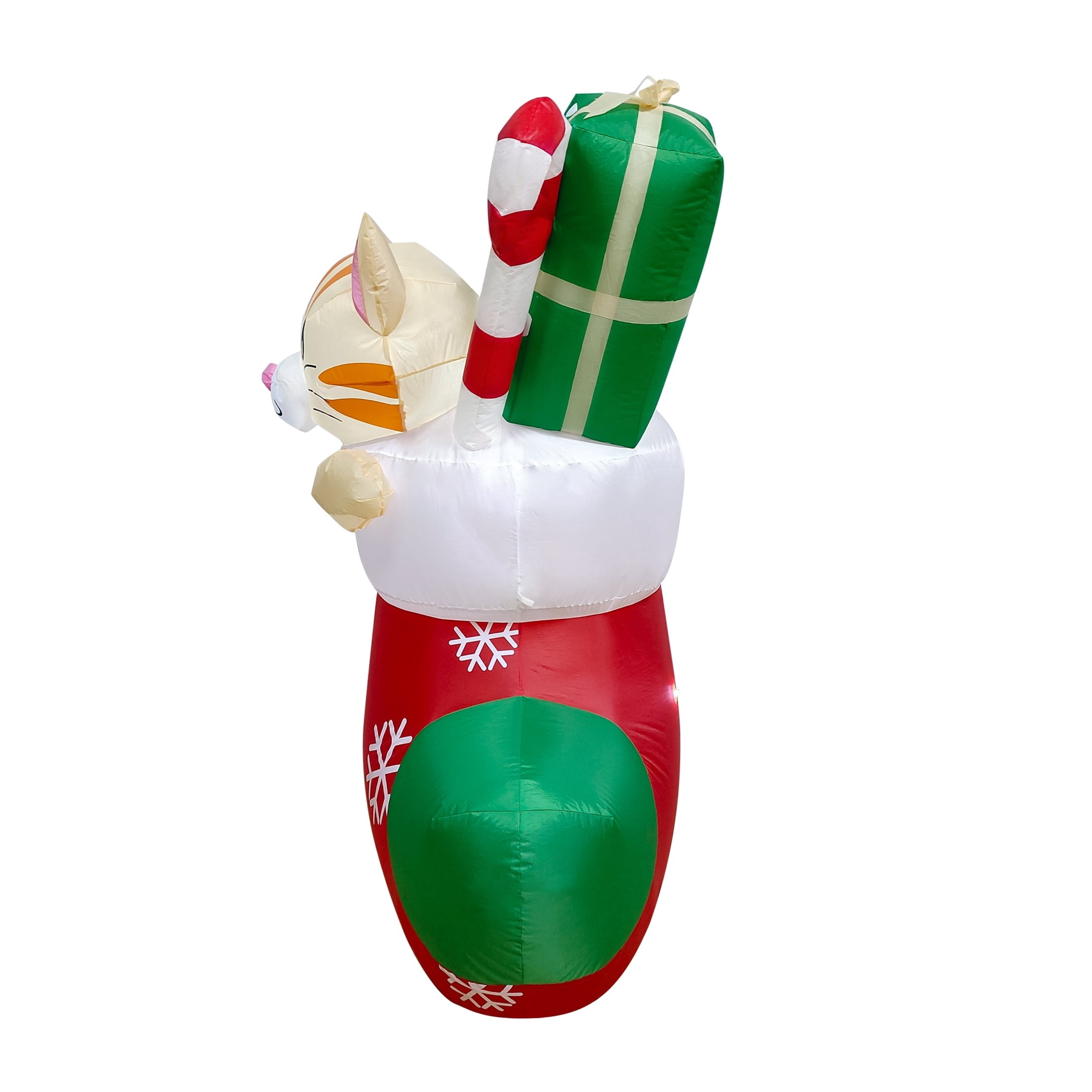 Multicolor Cat in Stocking Christmas Airblown Yard Inflatable, 4.5', by Holiday Time