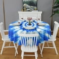 thumbnail image 2 of Blue Tie Dye Mandala Pattern Round Tablecloth 60"x60",Wrinkle Wipeable Table Cloth for Kitchen Dining Room Picnic Patio Party, 2 of 6