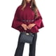 thumbnail image 2 of Ponchos con Mangas de Murciélago para Mujer, Abrigo Tipo Guisante, Cuello Alto, Capa, Chaqueta, Elegante Abrigo de Lana con Cinturón. Vino Tinto M, 2 of 7