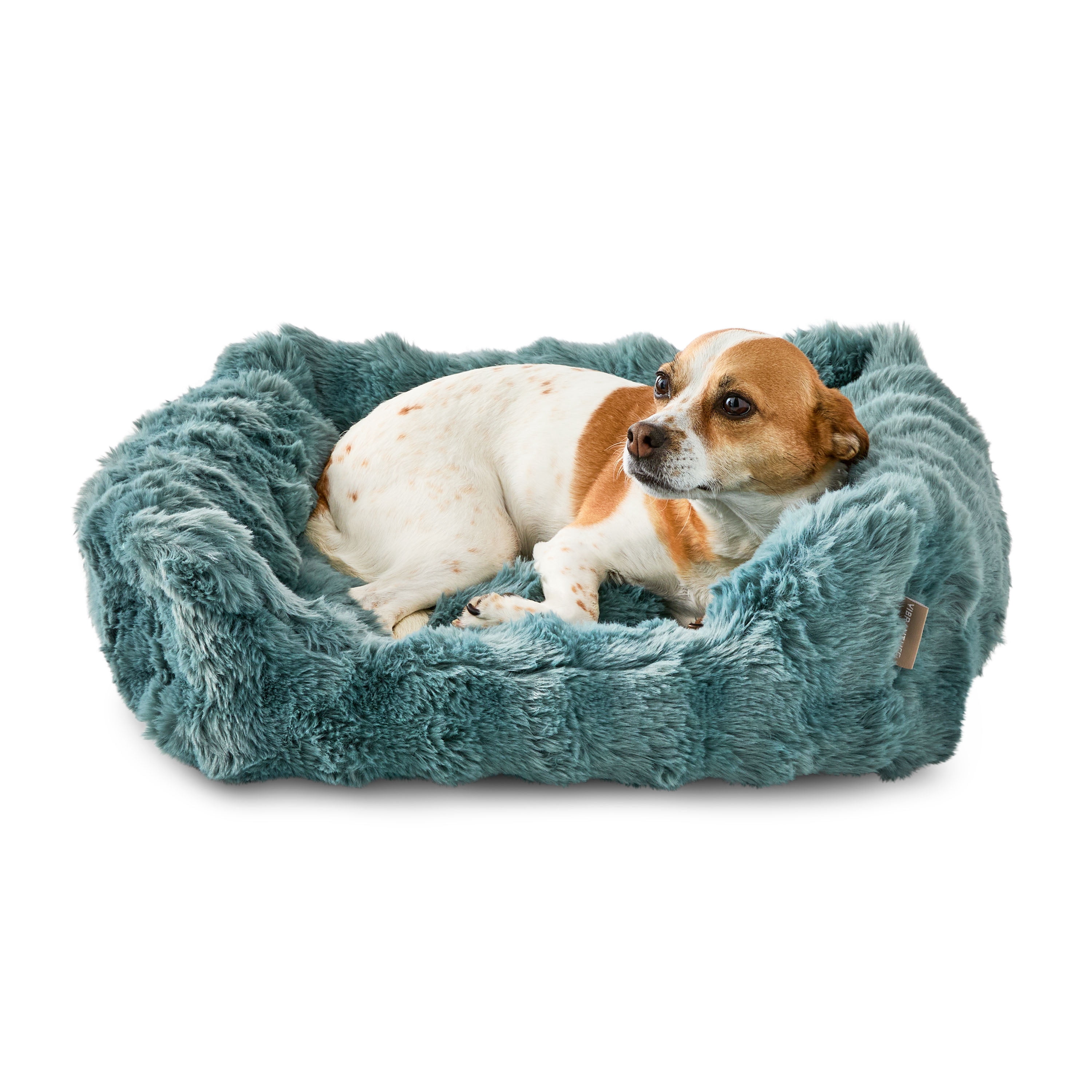 Vibrant Life Small Bubble Faux Fur Orthopedic Cuddler Pet Bed, Blue, 22" x 15"