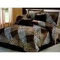 thumbnail image 1 of Grand Linen Brown/Black/White Comforter Set Animal Print Microfur Bed in A Bag Queen Size Bedding, 1 of 2