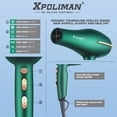 thumbnail image 3 of Secador de pelo iónico profesional Xpoliman de 2000 vatios con motor de CA, difusor de secado rápido, ligero y suave al tacto, color verde y dorado., 3 of 5