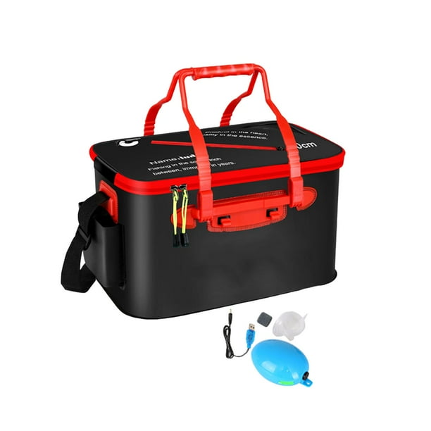 Cubo de pescado plegable multifuncional de gran capacidad, ligero y protector para peces. S Bomba negra