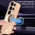 thumbnail image 3 of Compatible with Samsung S23 Ultra Case with Ring Holder Magnet Silicone, Phone Case Samsung Galaxy S23 Ultra Case Silicone Thin White Cover Black 360° Rotatable Metal Kickstand (Pink), 3 of 14