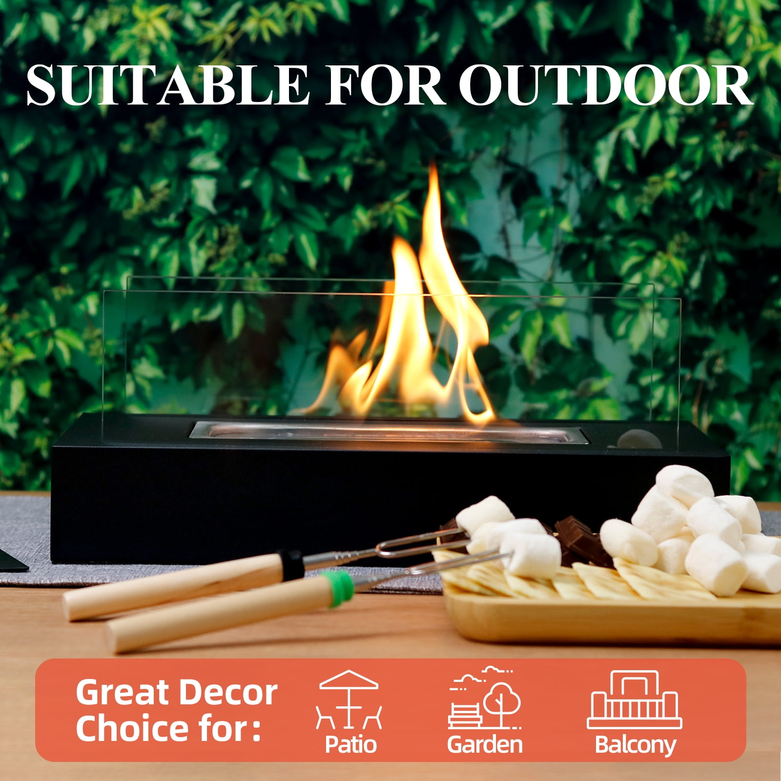 Korniful 2 Pack Rectangle Tabletop Fire Pit Metal Fireplace,Birthday Parties & Christmas Gifts, Fun for Friday Nights - White