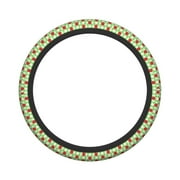 XMXY Car Steering Wheel Cover, Red Green Floral Leaves Non-Slip Jeep Truck Universal Elastic Steering Wheel Protector 15 inch
