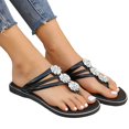 thumbnail image 3 of Rinsvye Cool Slippers Female Soft T Strap Sandals for Women Soled Non Slip Wear Pool Sandals Women Resisting Flat Beach Flops Rhinestone Sandals for Women Lady Sandals Women Slippers, 3 of 5