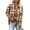 Plaid Brown, variant on Ahdbta Plaid Hoodies for Women V Neck Oversized Hooded Pullover Sweatshirts Casual Loose Button Down Long Sleeve Shirts Fall Tops