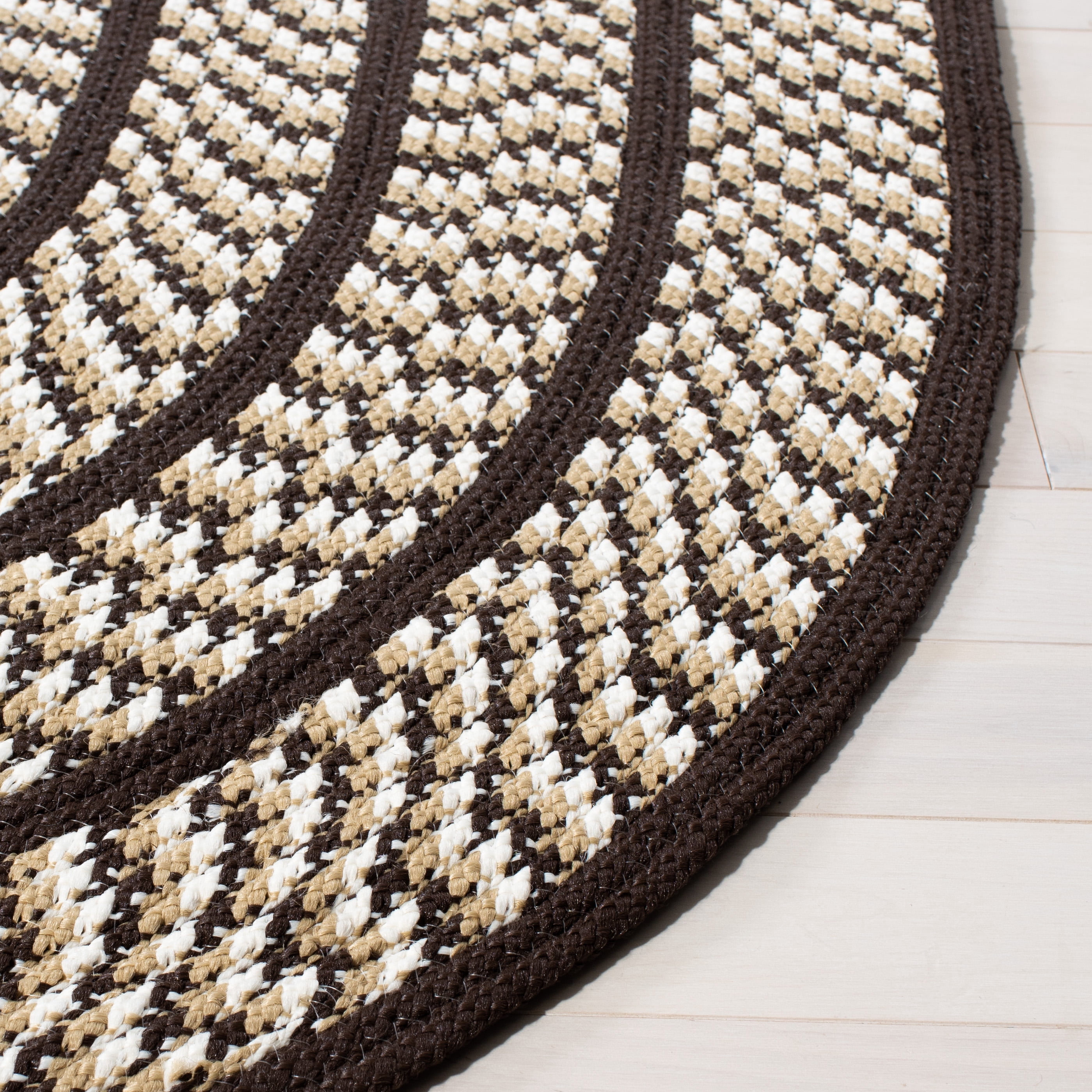 SAFAVIEH Braided Tanisha Bordered Reversible Area Rug, Ivory/Black, 8' x 10' Oval
