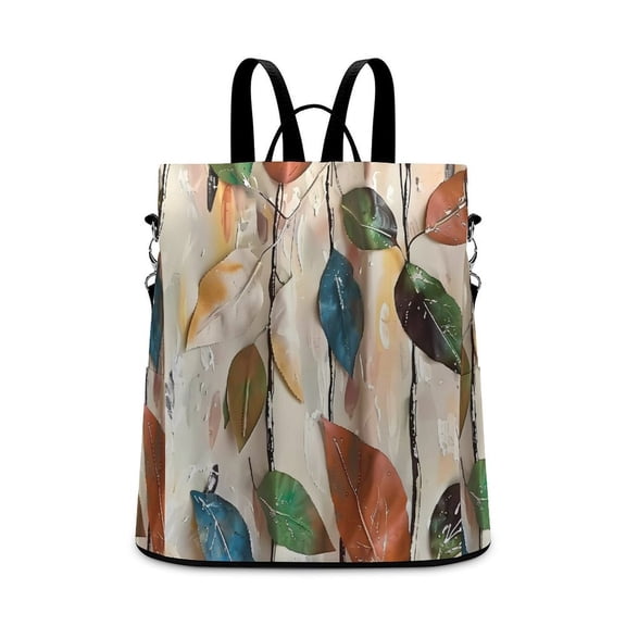 Ladies Backpack Anti-Theft Travel Bag Rear Zipper Pocket Splash Resistant Wear Resistant And Easy To Clean For Travel Work Shopping Abstract Leaves (4)