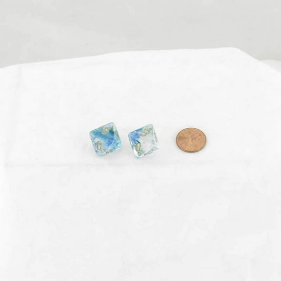 Oceanic Nebula Luminary Dice with Gold Numbers 16mm (5/8in) D8 Set of 2 Wondertrail