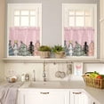 thumbnail image 2 of Pink Christmas Tree Kitchen Curtain 2 Panels Tiers Curtains 24 Inch Length, Xmas Tree Cute Snowflake Curtains Rod Pocket Curtains Window Drapes Treatment Window Cafe Curtains, 2 of 5