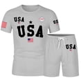 thumbnail image 4 of IWRICH Men's Independence Day 4th of July Outfits USA Flag Patriot Short Sleeve Shirts and Shorts Set 2 Piece Athletic Jogging Tracksuits Light Gray XXXL, 4 of 4