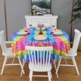 thumbnail image 2 of Colorful Tie Dye Pattern Round Tablecloth 60"x60",Wrinkle Wipeable Table Cloth for Kitchen Dining Room Picnic Patio Party, 2 of 6
