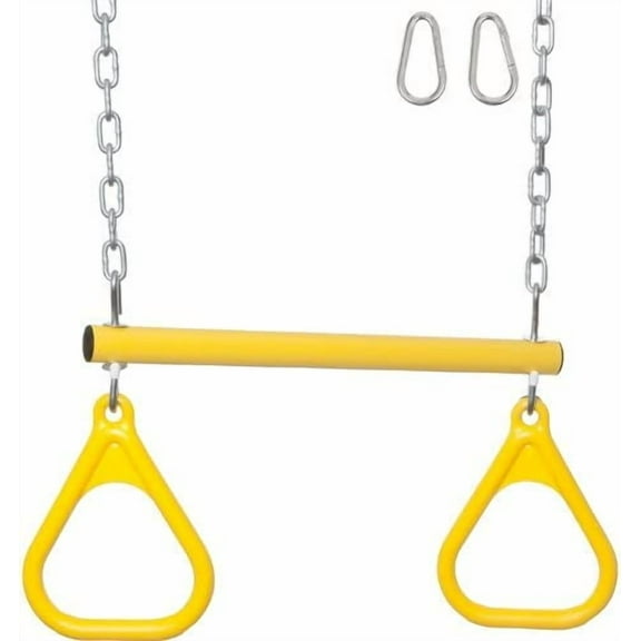 Swing Set Stuff Trapeze Bar with Rings and Uncoated Chain Playground Equipment, Yellow