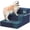 Navy Blue, variant on Large Dog Stairs for High Beds - Extra Wide Pet Steps for Large Dogs to Get on Tall Bed 3 Deep Step Cat Ramp for Couch 2 Steps