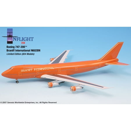 Braniff Boeing 747-200 Die-Cast Model – 1:200 Ultra Orange Livery