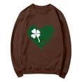 thumbnail image 7 of Guzom Brown Womens St. Patrick's Day Sweatshirt - Four-Leaf Clover Heart Graphic Soft 100% Polyester Crew Neck Loose Fit Irish Festive Top S-XXL,Size 2XL, 7 of 7