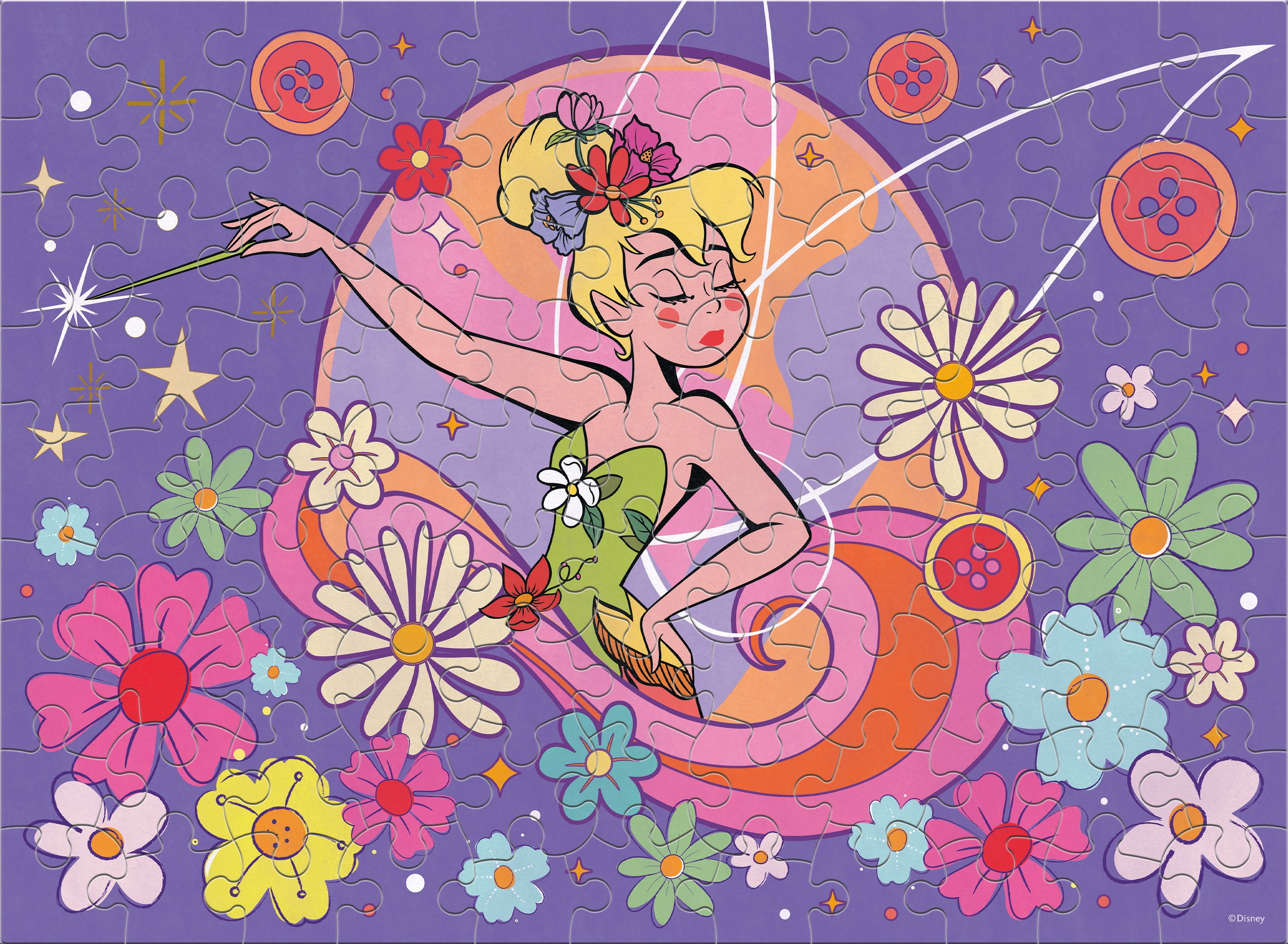 Ceaco Kids Entertainment Deluxe Tinkerbell Flower Magic Glow 100-Piece Interlocking Jigsaw Puzzle for Children Ages 6+