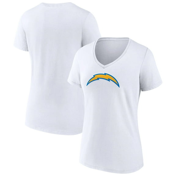 Women's White Los Angeles Chargers Primary Team Logo V-Neck T-Shirt