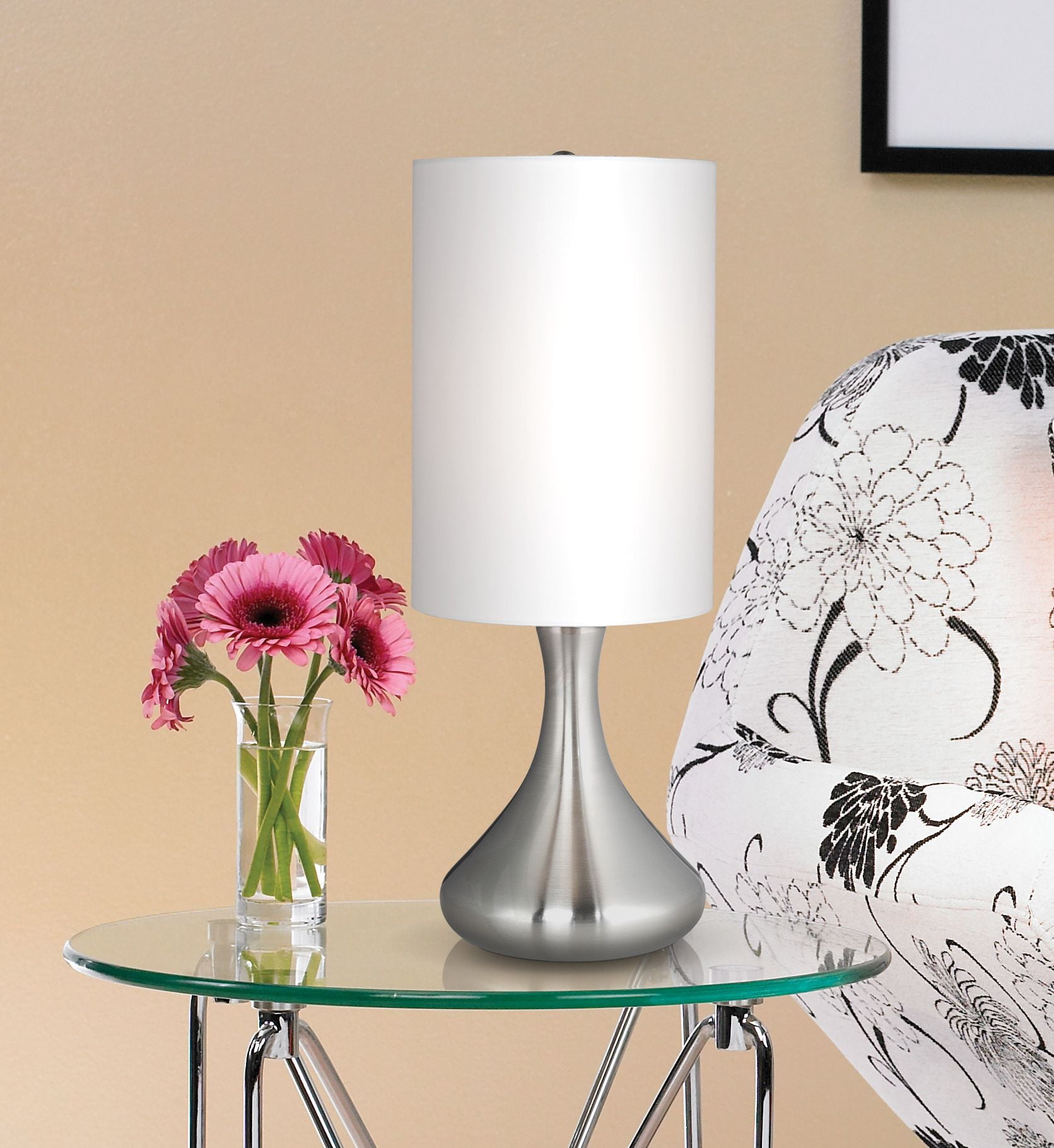 360 Lighting Modern Accent Table Lamp 17" High Brushed Steel Droplet