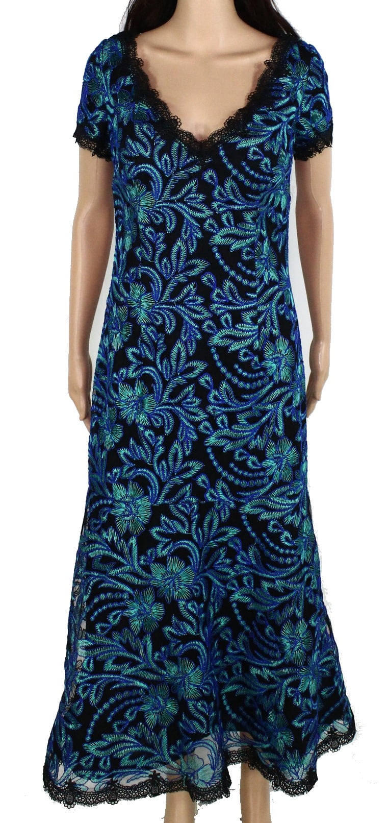 js collections floral appliqué gown