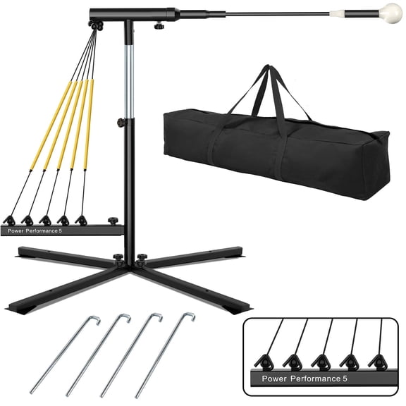 FITPLAY Baseball Softball Swing Trainer with 5 Power Bands, Height Adjustable 31-47 '', Auto Reset Baseball Training Equipment, Baseball Hitting Trainer
