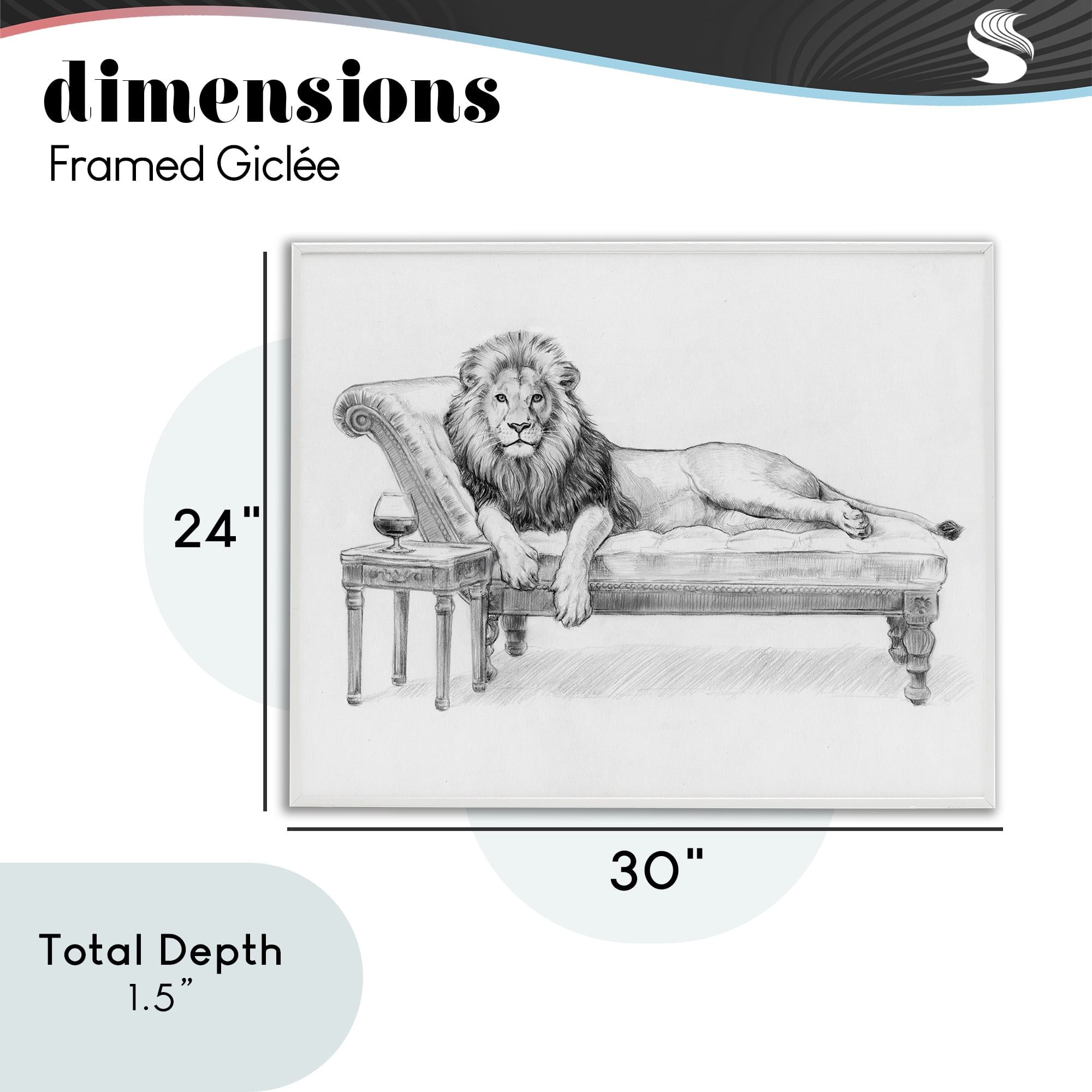 Stupell Industries Lounging Beast Lion White Framed Giclee Art, design by Victoria Barnes