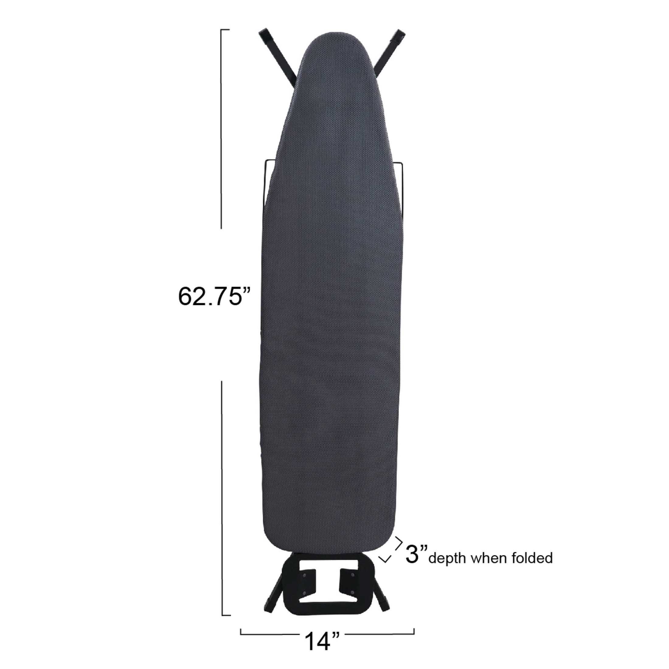 Household Essentials Deluxe Matte Black Ironing Board with Mesh Steel Top, 4 Durable Hex Legs, Heat-Resistant FiberTech Cover and (6 MM)Fiber Pad, 4 Height Settings, Leg Caps and Iron Rest