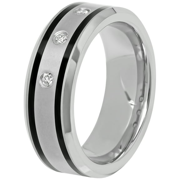 Men's Diamond Accent Black Resin Tungsten Ring