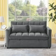 thumbnail image 3 of 3 in 1 Convertible Sofa Bed,Pull Out Couch Velvet Sleeper Sofa with 3-Position Adjustable Backrest,2-Seater Sectional Sofa with 2 Pillows & Two Side Pockets for Living Room, Apartment,Gray, 3 of 7