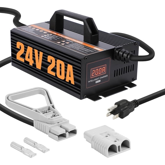 CMTOOL 24V 20A Golf Cart Charger for Forklift Floor Scrubber Smart Automatic Lead-Acid Battery Charger CDJ600Q