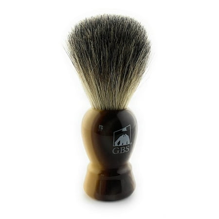 GBS 100% Pure Badger Bristle Shaving Brush With Faux Horn Handle Compliments Any Shaving Razor For Ultimate and Best Wet shaving (Best Wet Shave Razor Reviews)