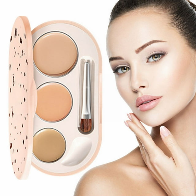 Tri Color Concealer To Cover Black Eye Circles Freckles Facial Brighten Skin Color And Multi Color Concealer Plate, A Lotion