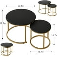 thumbnail image 3 of Garden 4 you Nesting Coffee Table, Round Coffee Table Set of 2, Nesting Tables for Living Room Bedroom Balcony, Wooden Stacking Accent Coffee Tables with Metal Frame, Black, 3 of 18
