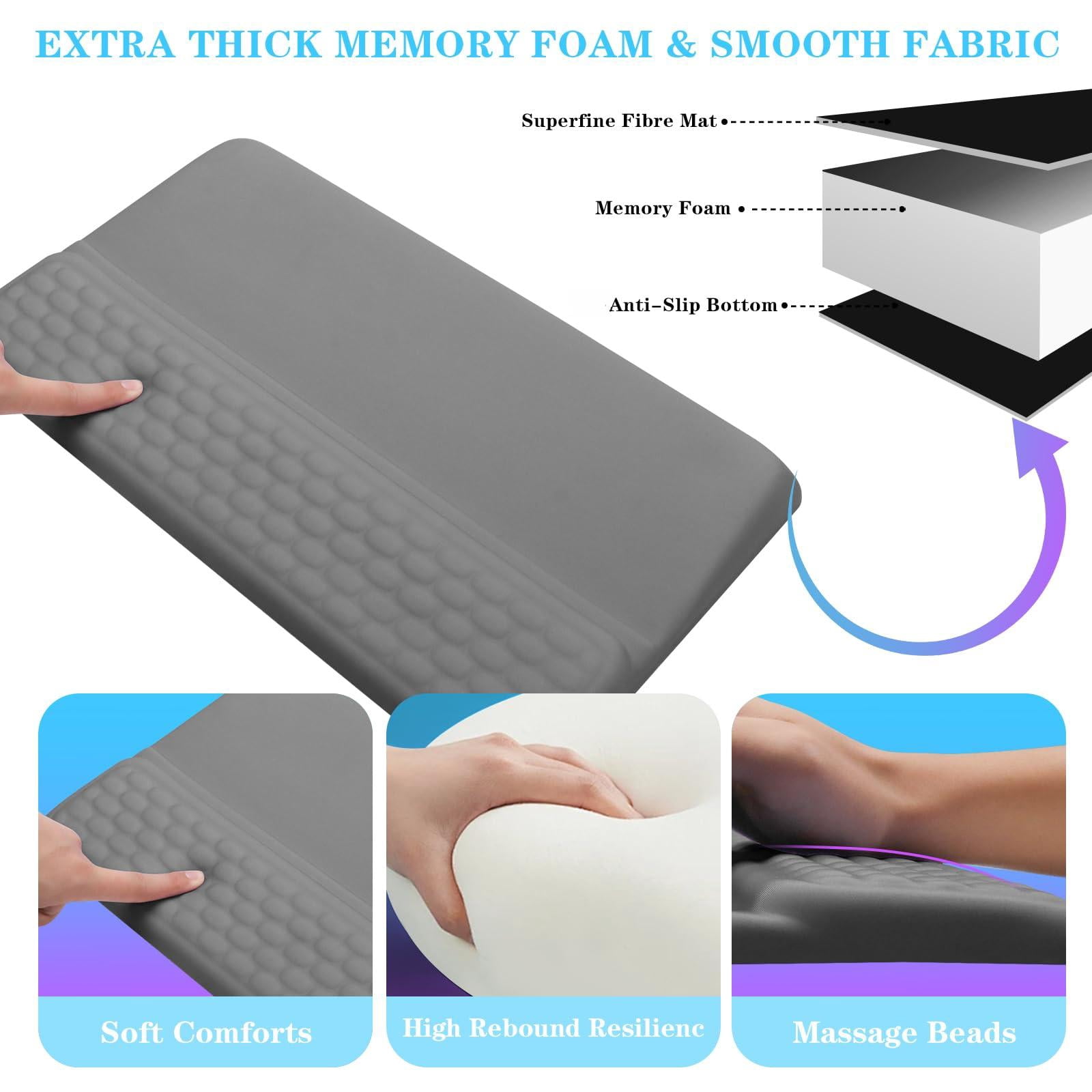 Computer Stand With Wrist Rest  Tilted Holder - Riser Pad Tray Support For Office Home Gray