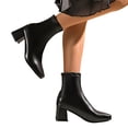 thumbnail image 4 of Willtoo Women Square Toe Block Heel Ankle Boots Back Zipper Stretch Faux Leather Mid Heel Booties Elegant Dress Short Boots for Office Party Fall Winter Daily Wear, 4 of 4