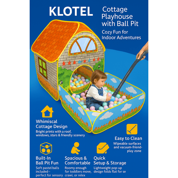 Kids Playhouse Tent with Ball Pool – Garden House Design – Includes 30 Balls
