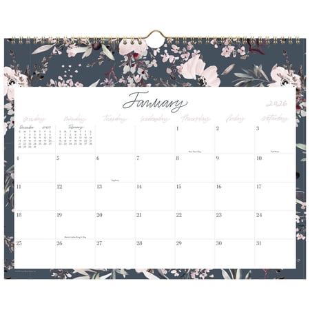Leah Bisch for Cambridge 2026 Monthly Wall Calendar Calista Floral Medium 15 x