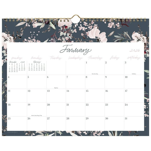 Leah Bisch for Cambridge 2026 Monthly Wall Calendar Calista Floral Medium 15 x